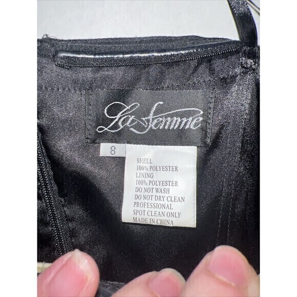 Le Femme Black Formal/Prom Strapless Dress, Gold &‎ Silver Bra Accent-Size 8 - Picture 4 of 9